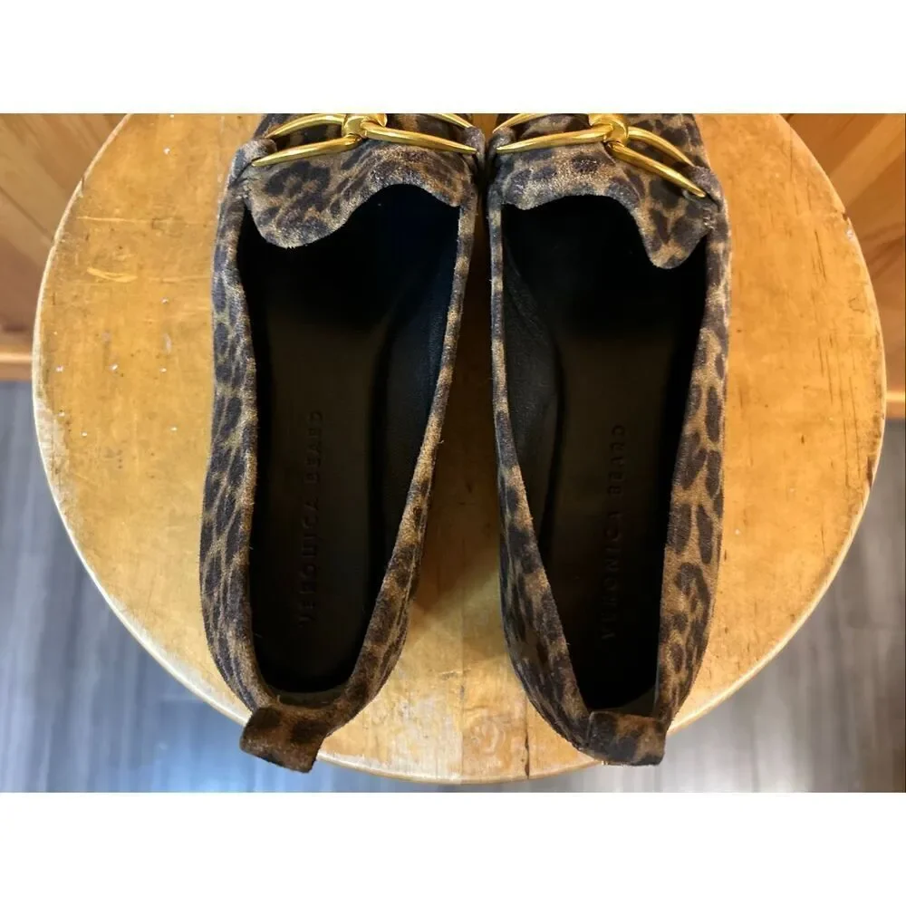 Veronica Beard Champlain Suede Chain Leopard Loafers Size 8M